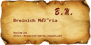 Breinich Mária névjegykártya